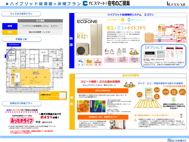 ハイブリッド給湯器＋床暖房プラン