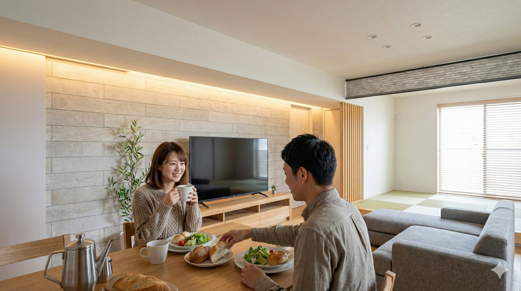 光と素材が織りなす、温かな食卓