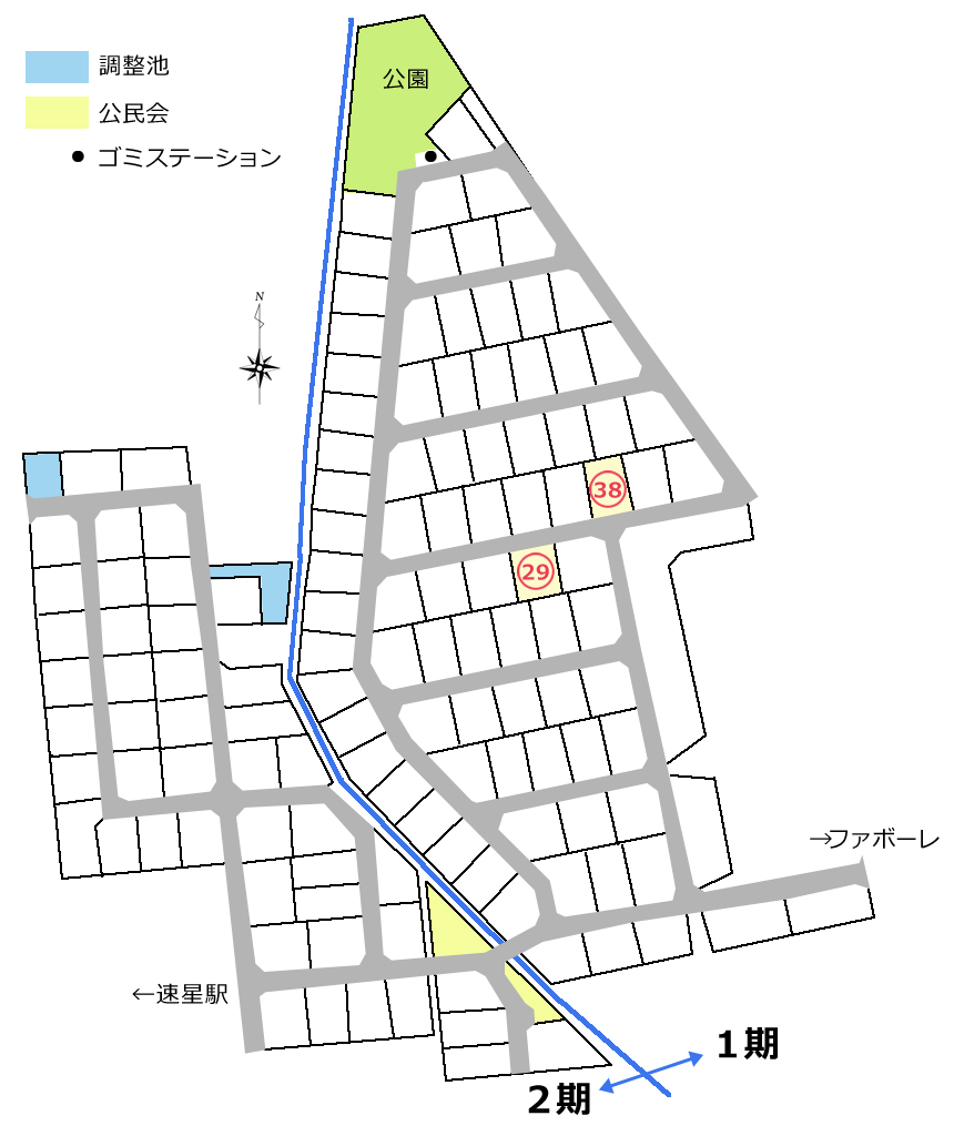 富山市「ウエストヒルズ速星」分譲地 ハウス・ラボ分譲地 区画図