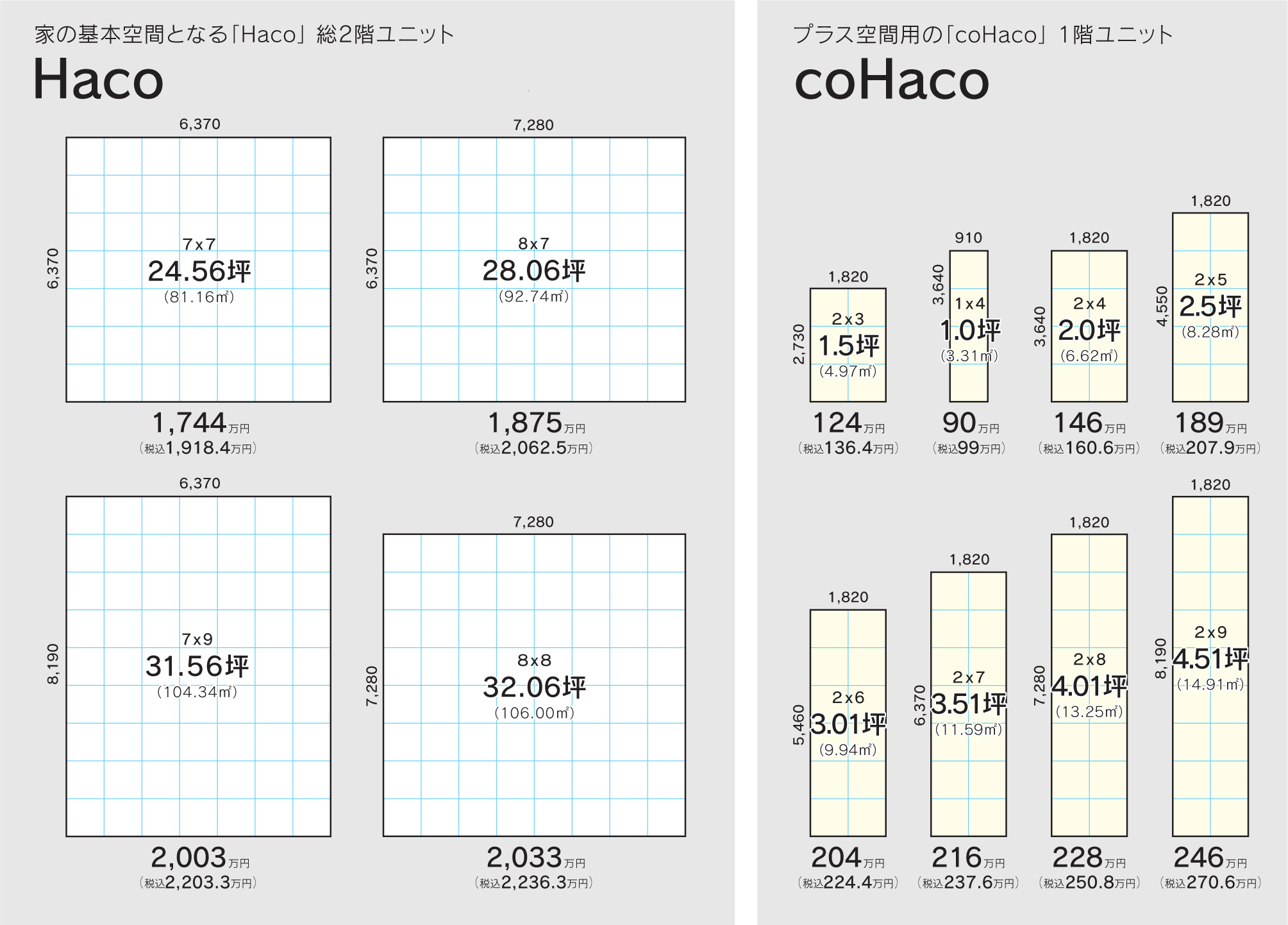 家の基本空間となる「Haco」