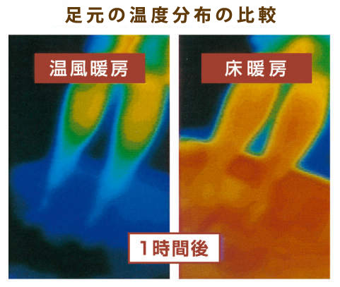足元の温度分布の比較