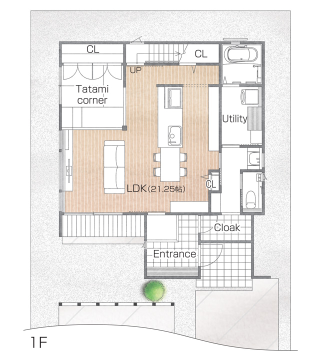 長期優良住宅「フルオーダー住宅」西荒屋モデルハウス 間取り1階