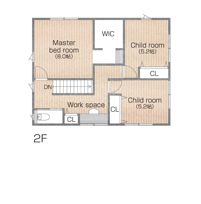 定額制注文住宅「Haco*2」四角い家 モデルハウス　間取り２階